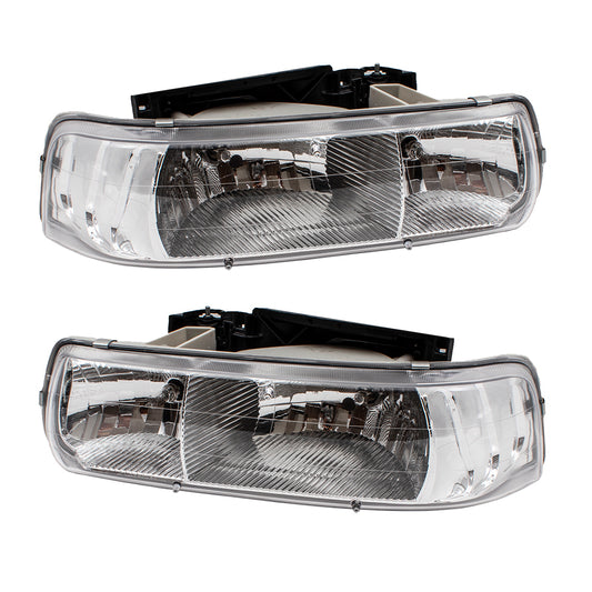 Brock Performance Headlights fits Silverado Tahoe Suburban Diamond Design Clear Lens