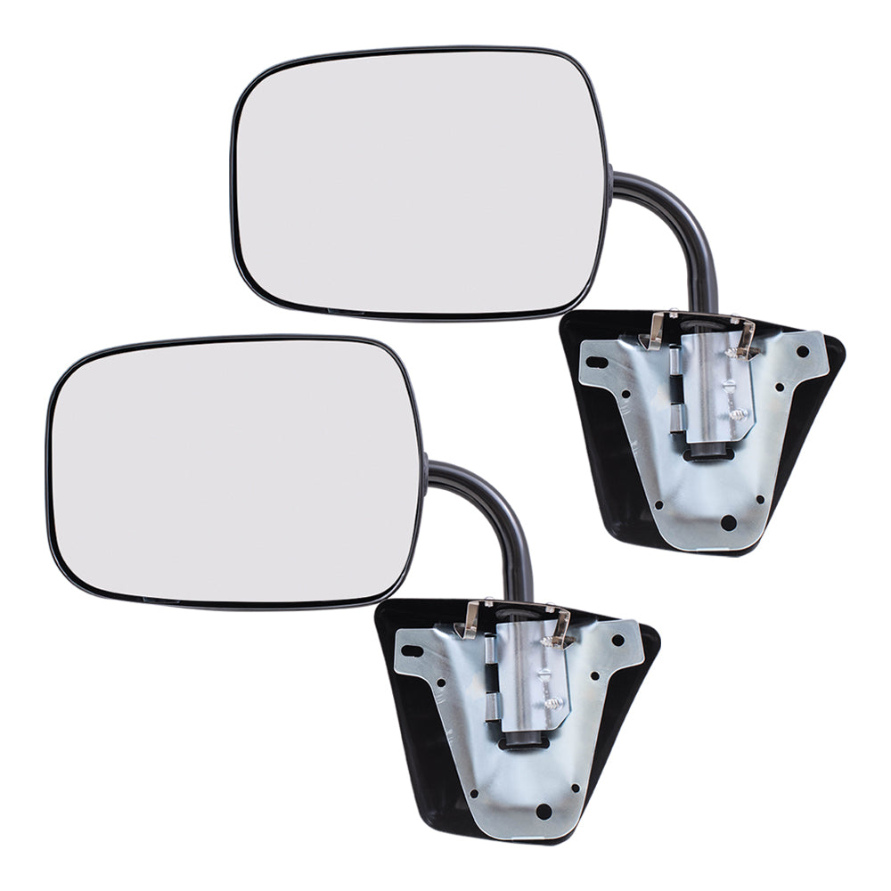 Brock Replacement Driver and Passenger Side Steel Black Low Mount Manual Mirror Set Compatible with 73-91 GM Truck