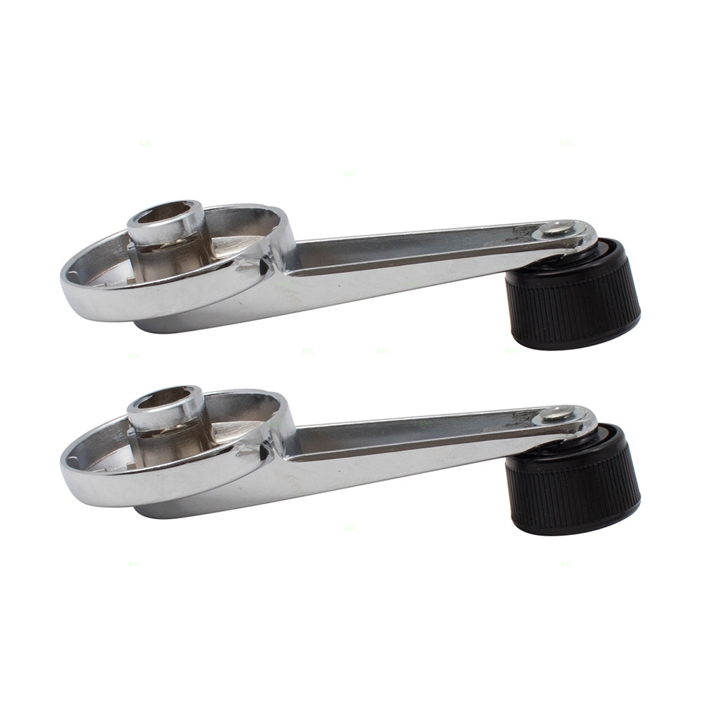 Brock Replacement Set Window Crank Handles Chrome w/ Black Knob Compatible with 1981-1994 C/K Pickup Truck Suburban Blazer 14026382