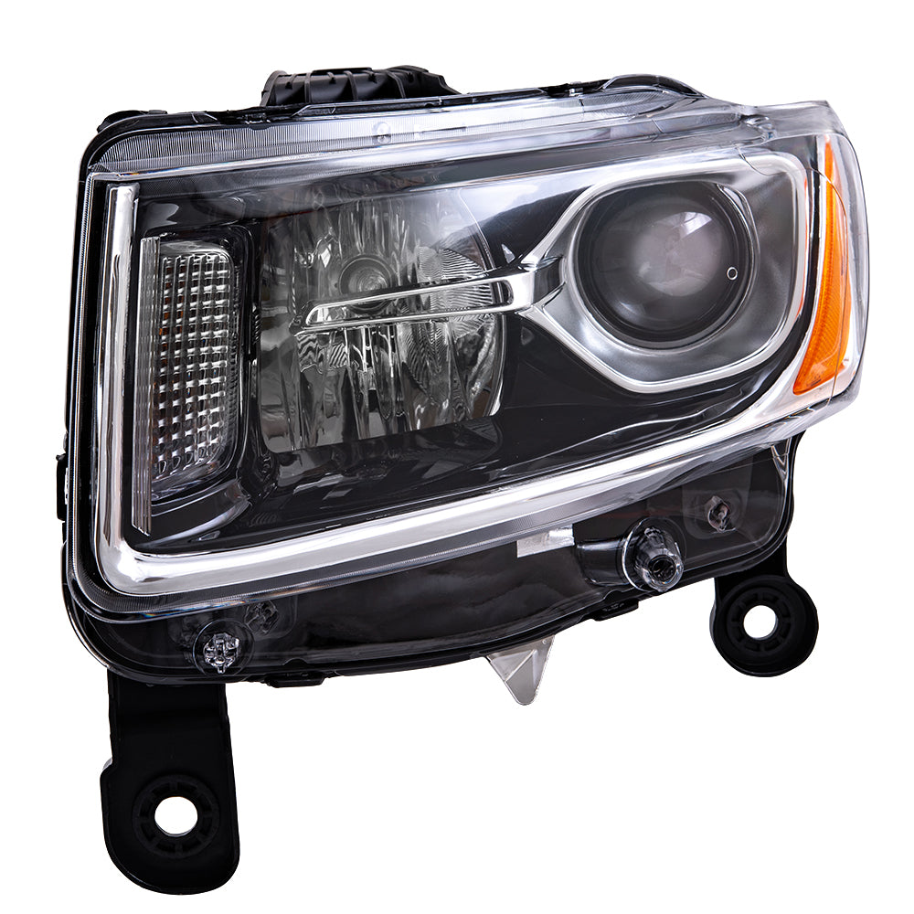 2014-2016 Jeep Grand Cherokee Halogen Combination Headlight Assembly With Chrome Bezel LH CAPA Certified