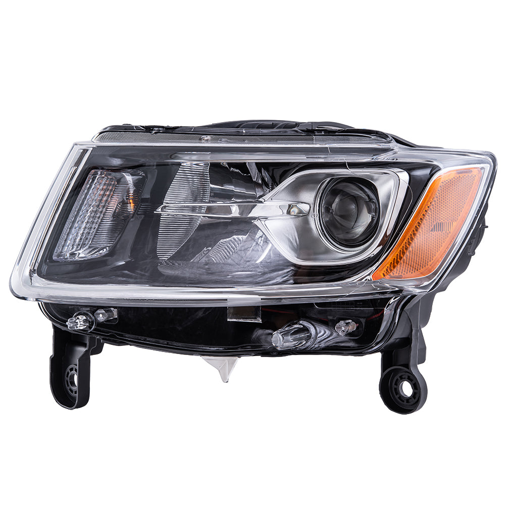 2014-2016 Jeep Grand Cherokee Halogen Combination Headlight Assembly With Chrome Bezel LH CAPA Certified