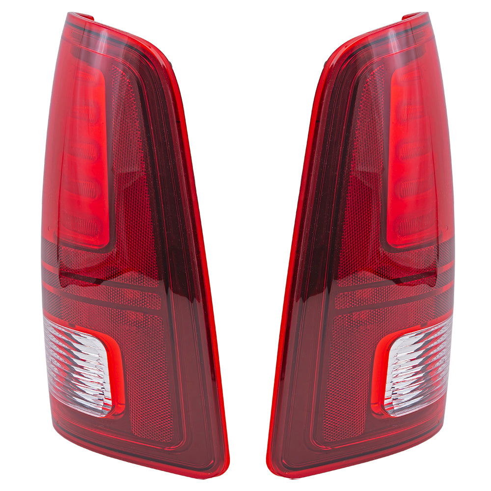 Brock Replacement Driver Left Passenger Right LED Combination Tail Light Assembly With Black Trim Set Compatible  With 2013-2018 RAM Pickup 2019-2023 RAM 1500 Classic