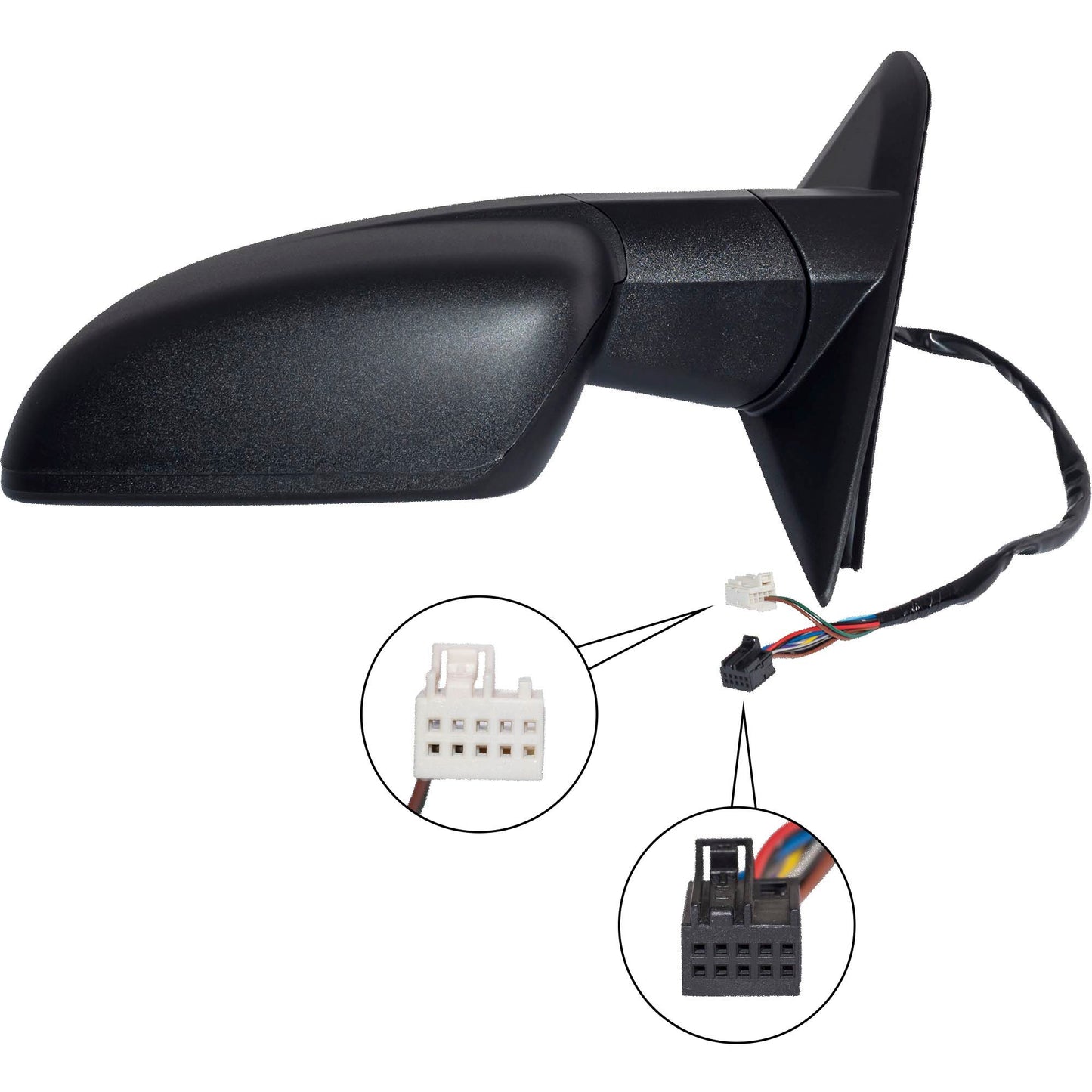 6 X 9 Power Door Mirror Textured Black With Heat-LED Turn Signal Light-Puddle Light-Power Folding-Temperature Sensor Driver Left for 2013 RAM 1500 Without Towing Package 2013 RAM 2500 Without Towing Package