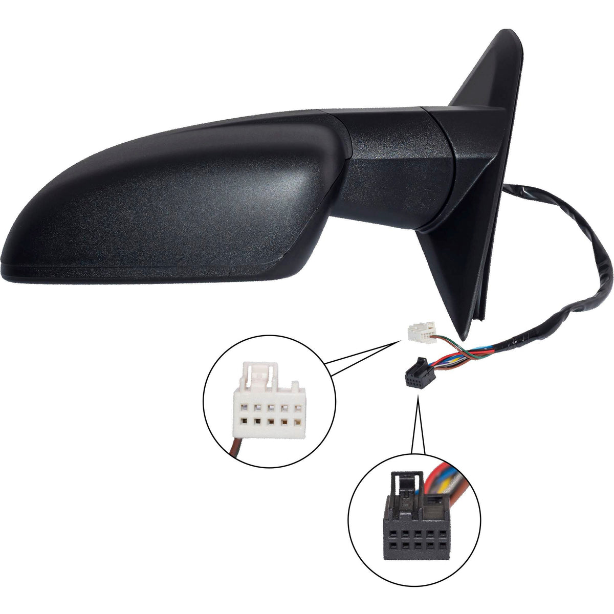 6 X 9 Power Door Mirror Textured Black With Heat-LED Turn Signal Light-Puddle Light-Power Folding-Temperature Sensor Driver Left for 2013 RAM 1500 Without Towing Package 2013 RAM 2500 Without Towing Package