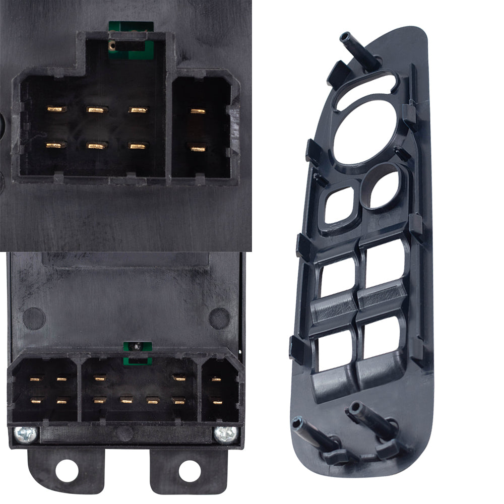 Brock Replacement Driver Front Power Window Master Switch Dark Blue Bezel Compatible with 02-05 Pickup