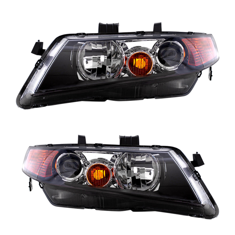 Brock Replacement Pair Set HID Headlights Headlamps w/ Black Housing Compatible with 04-05 TSX 33151SECA12 33101SECA12