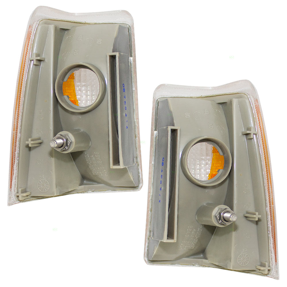 Brock Replacement Driver and Passenger Park Signal Side Marker Lights Lamps Amber Lenses Compatible with 85-89 740 760 Series 1342330-6 1342331-4