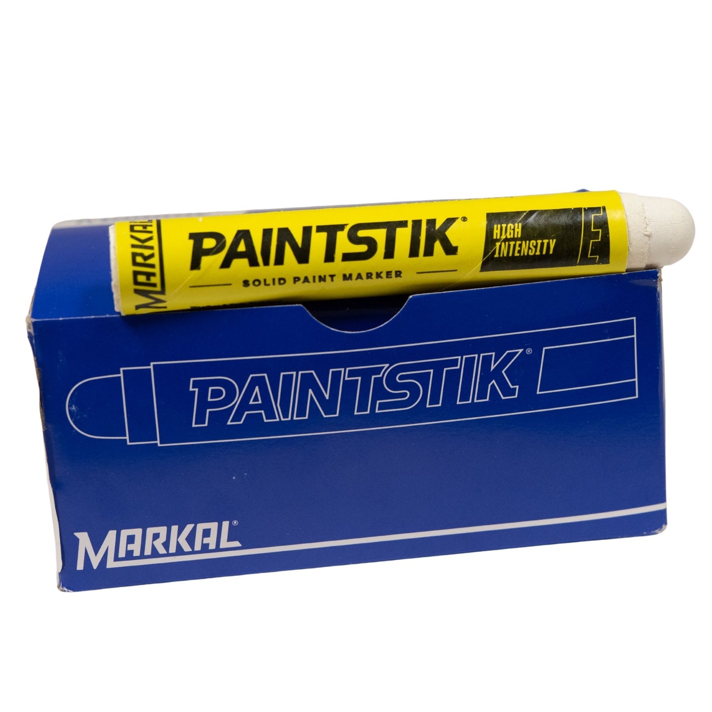 Markal E Paintstiks White - High Intensity Solid Paint Marking Crayon - Multi-Surface - Fast Drying - Wear & Water Resistant For Dimly Lit Areas - Dozen