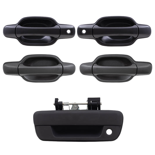 Brock Replacement Tailgate Driver and Passenger Front and Rear Outside Outer Door Handles Compatible with Pickup Truck