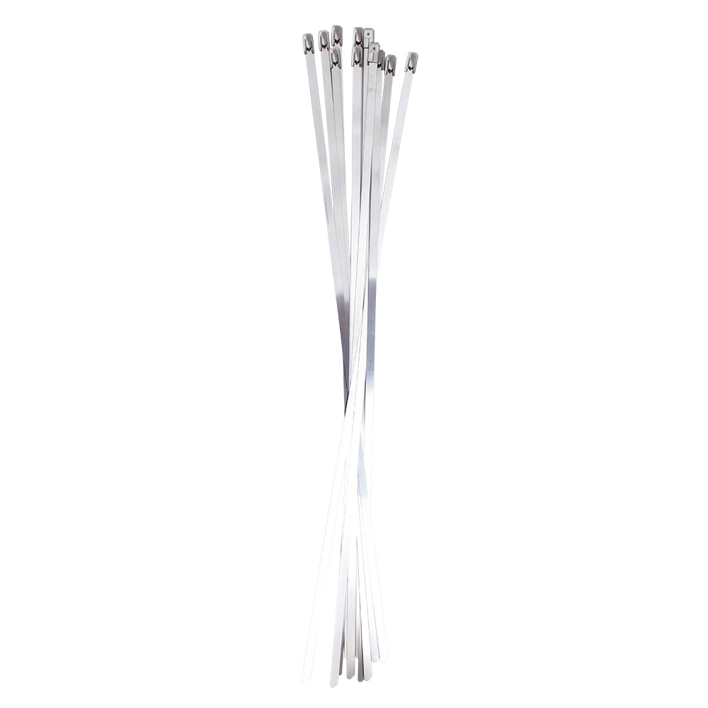 100 Piece Set Stainless Steel Cable Zip Ties w/ Self-Locking Head 0.18" X 14"