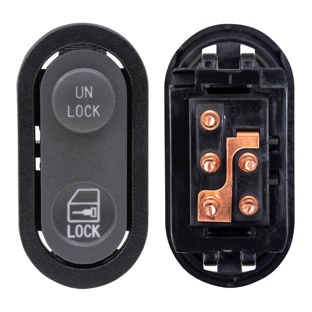 Brock Replacement Driver Left Passenger Right Inside Door Handle With Black Base/Black Lever With Window & Lock Switches 7 Piece Set Compatible With 1990-1994 GM C/K Pickup