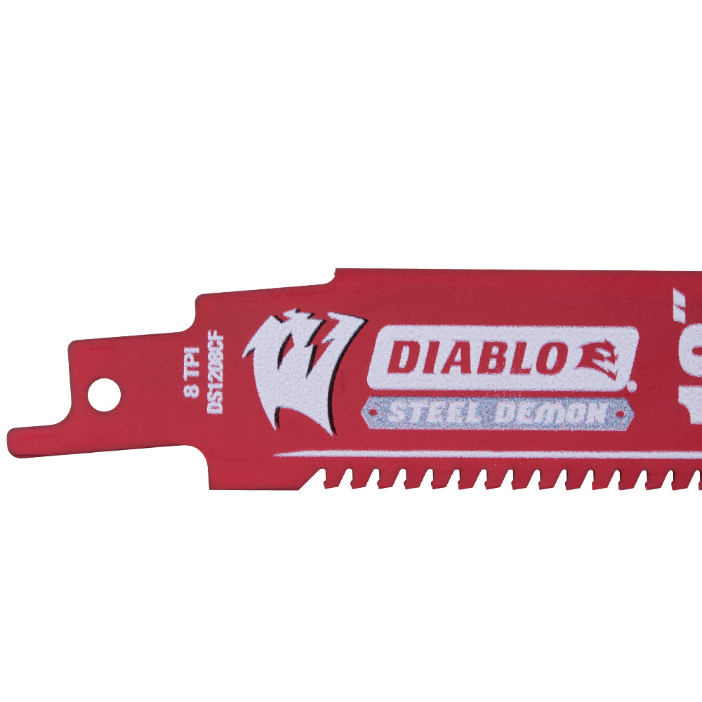 Diablo Steel Demon Carbide Reciprocating Saw Blade For Thick Metal (3/16 Inch-9/16 Inch) For Boron Steel-Ultra High Strength Steel-Stainless Steel-Cast Iron 12 Inch by 1 Inch 8 TPI 3 Pack