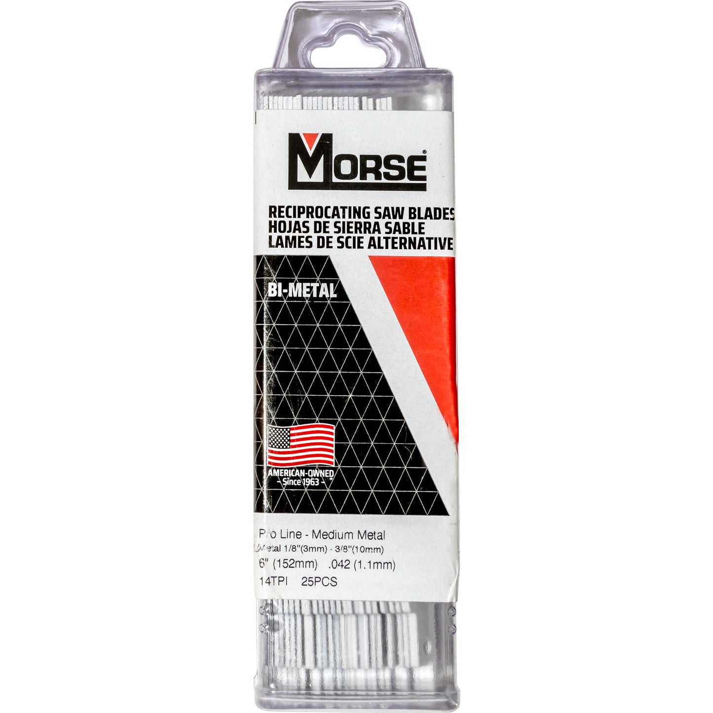 Morse Bi-Metal Pro Medium Metal Reciprocating Saw Blade 6" x 1" x .42" 14 TPI 25 Pack