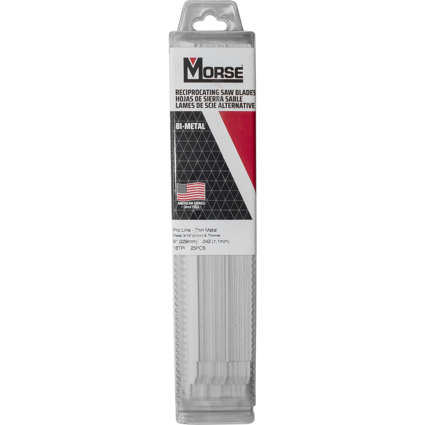 Morse Bi-Metal Pro Thin Metal Reciprocating Saw Blade 9" x 1" x .42" 18 TPI 25 Pack