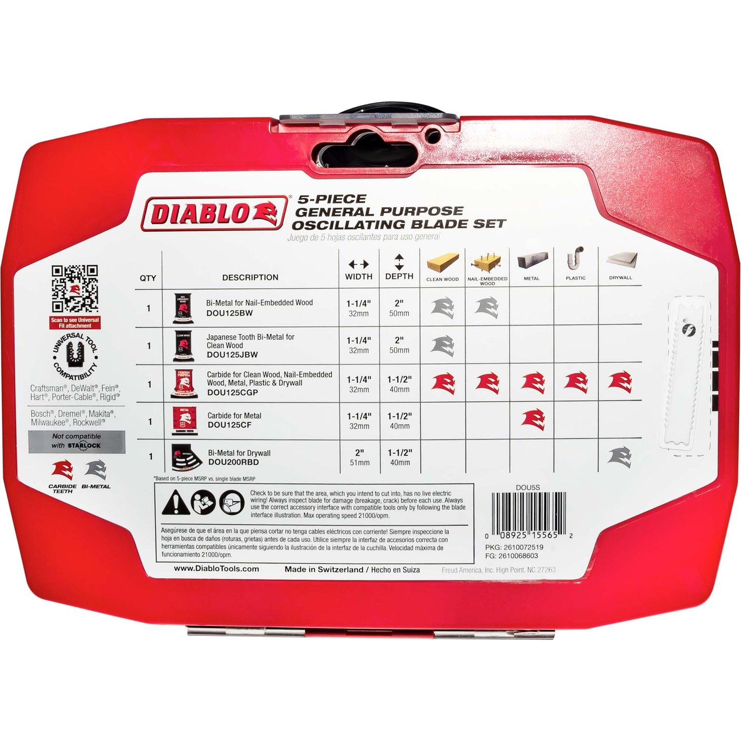 Diablo Universal Fit General Oscillating Blade 5 Piece Set