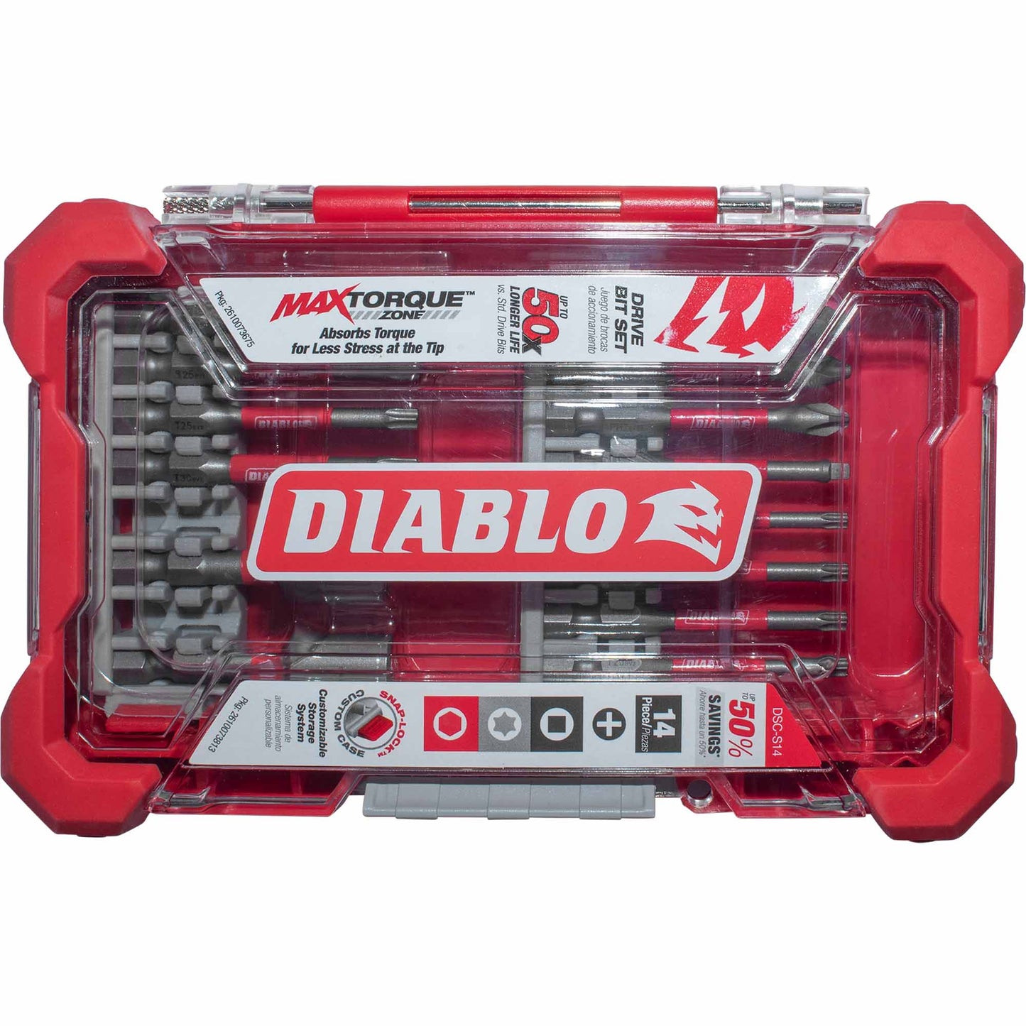 Diablo DSC-S14 High-Performance Magnetic Screwdriving Bits Assorted Sizes 14 Piece Set