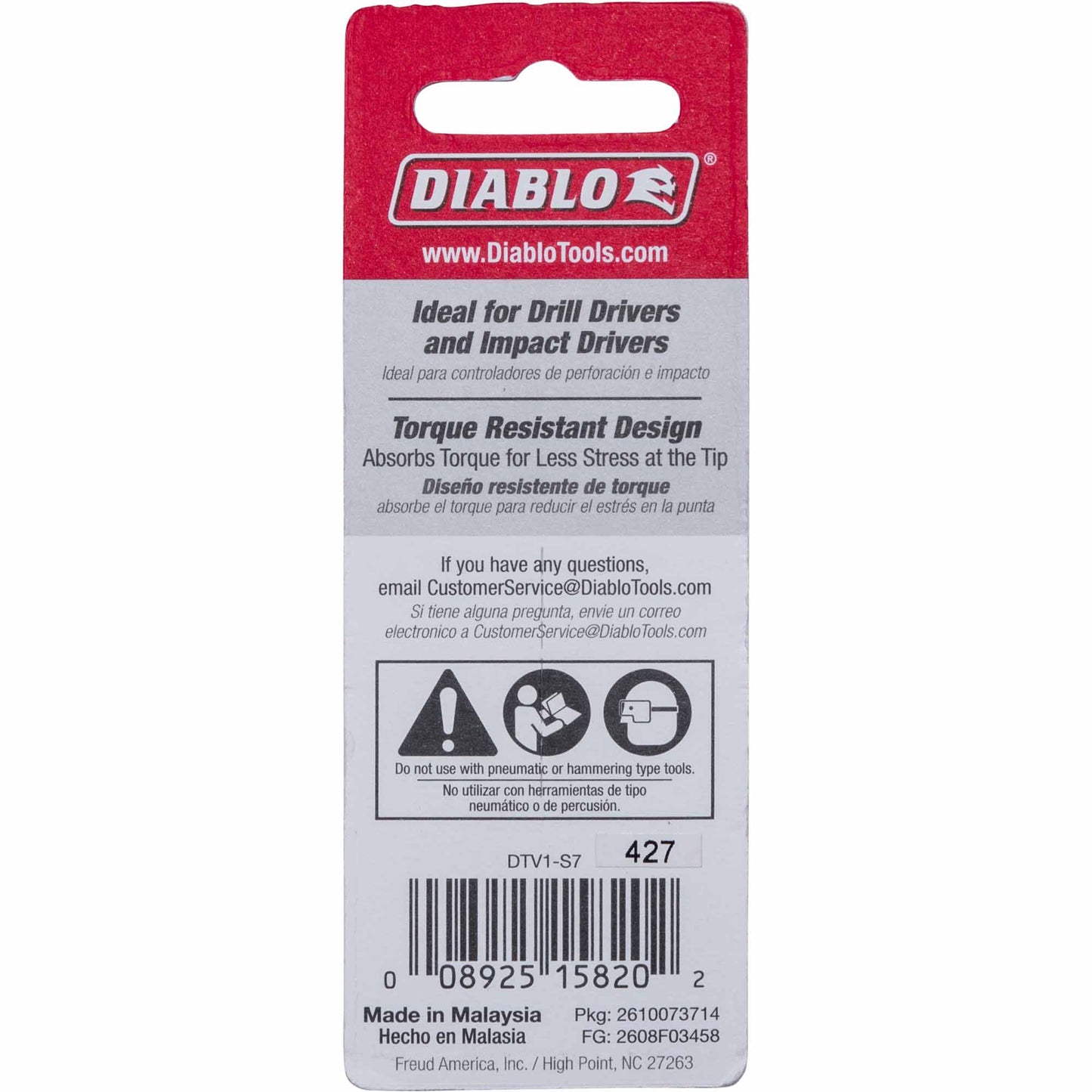 Diablo DTV1-S7 Driver Torx Bits 1/4 Inch Hex x 1 Inch Long Includes T10, T15, T20, T25, T27, T30 and T40 7 Piece Set