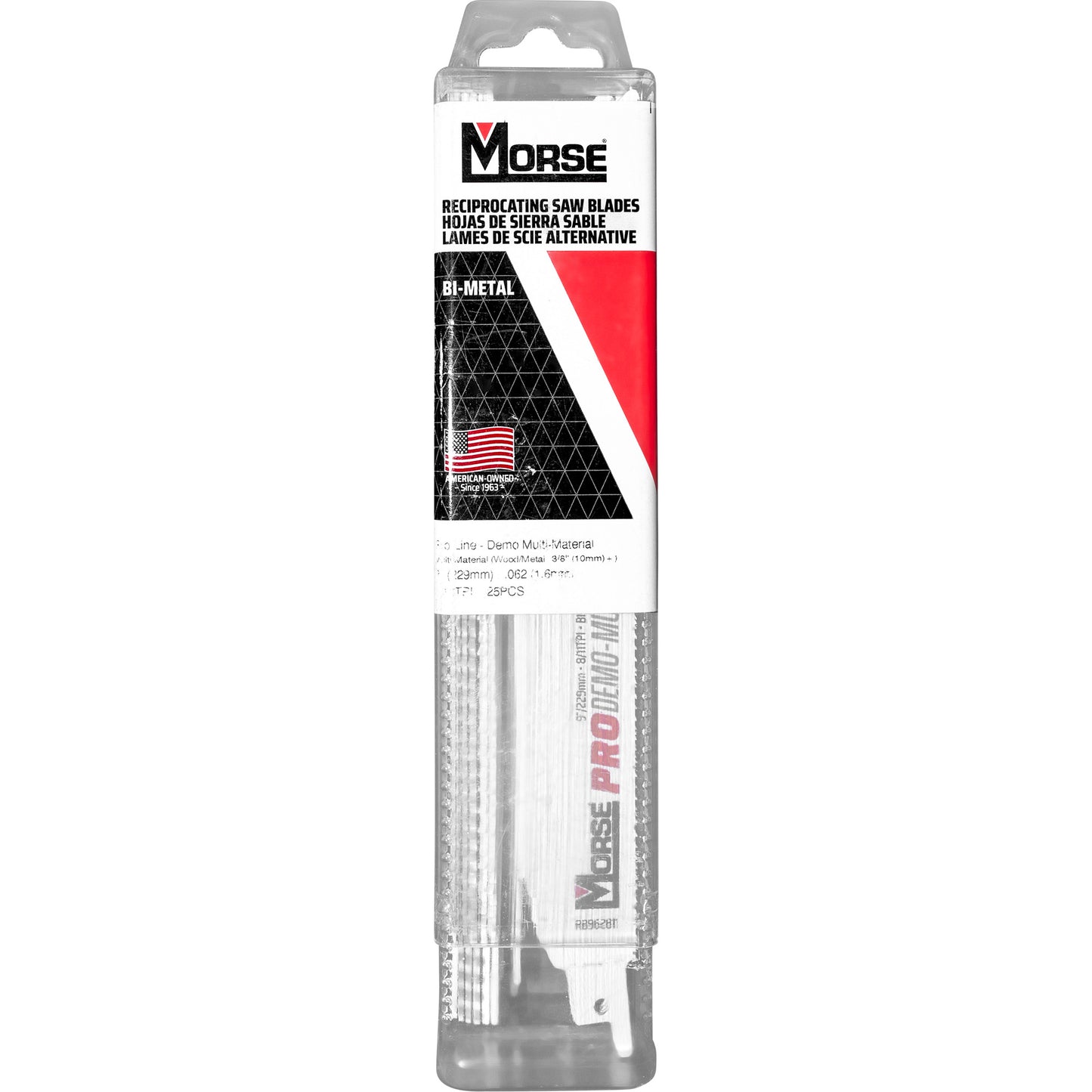 Morse PRO Demo-Multi Bi-Metal Reciprocating Saw Blade For Auto Dismantling-Fire & Rescue-Metal-Wood 9 Inch x 7/8 Inch x 0.062 Inch 8/11 TPI 25 Pack