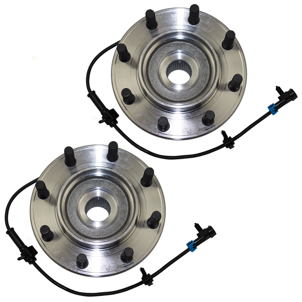 Brock Replacement Set Front Hubs and Wheel Bearings Compatible with 99-07 Silverado Sierra Pickup Truck 4-Wheel Drive 8 Stud Wheels 15946732