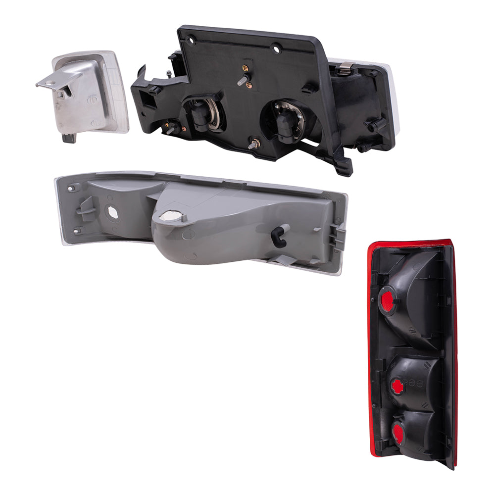 Brock Replacement Headlights Tail Lights and 4 Pc Park Signal Lights Compatible with 1995-2005 Astro Safari