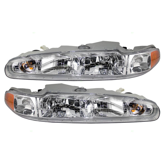Brock Replacement Driver and Passenger Set Headlights Compatible with 1998-2002 Intrigue 19244693 19244694