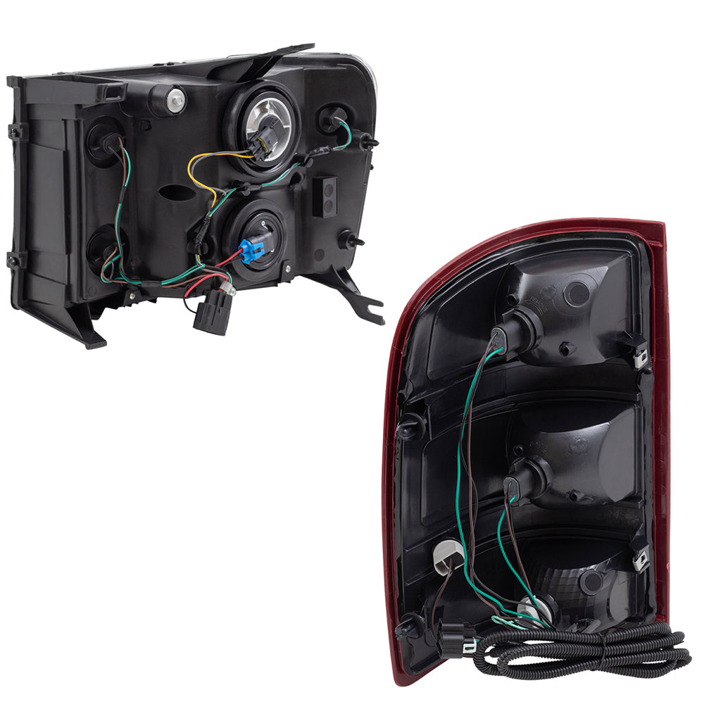 Brock Headlights Set fits 2007-2014 GMC Sierra Pickup Single Rear Wheel w/ Tail Lights