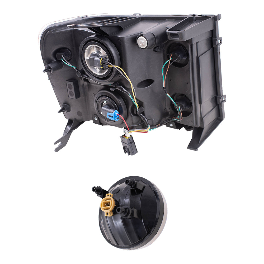 Brock Replacement Driver and Passenger Side Headlights and Fog Lights 4 Piece Set Compatible with 2007-2013 Sierra 1500 & 2007-2014 Sierra 2500/3500