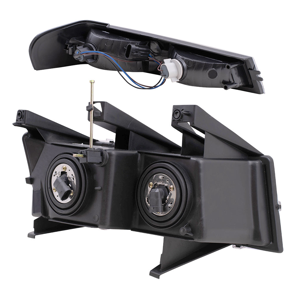 Brock Replacement Driver and Passenger Side Headlights and Park Signal Lights 4 Piece Set Compatible with 2005-2008 Colorado with Xtreme Package ONLY