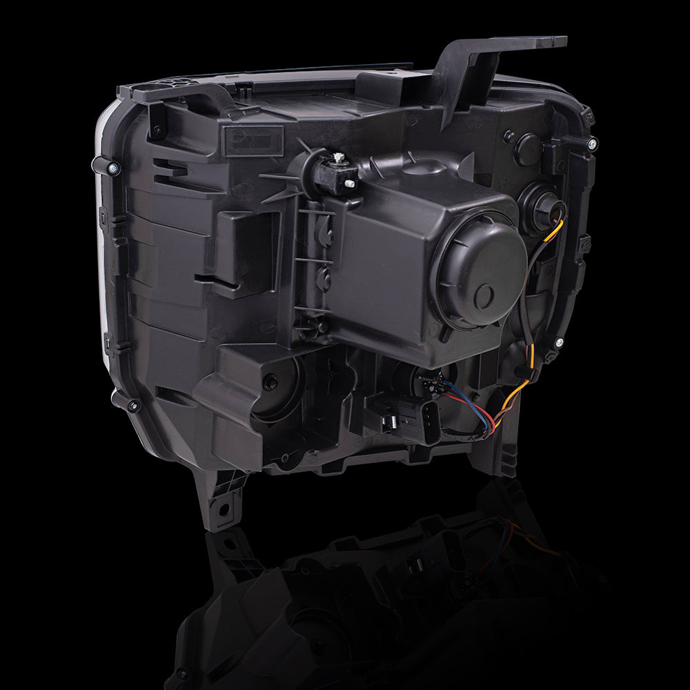 Brock Aftermarket Replacement Driver Left Passenger Right Halogen Combination Headlight Performance Set Projector Type with Chrome Bezel Compatible With 2014-2019 GMC Sierra