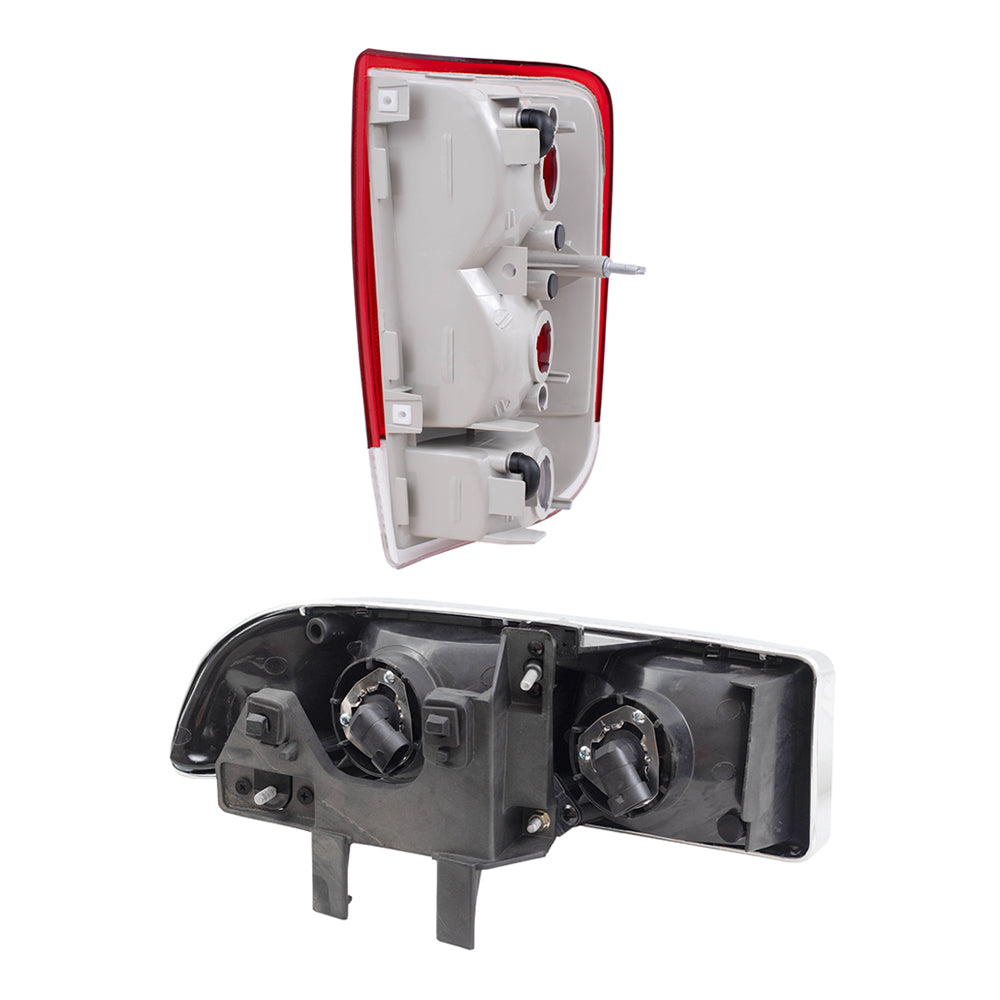 Brock Replacement Driver and Passenger Side Halogen Combination Headlight Assemblies and Tail Light Units 4 Piece Set Compatible with 1998-2005 Blazer
