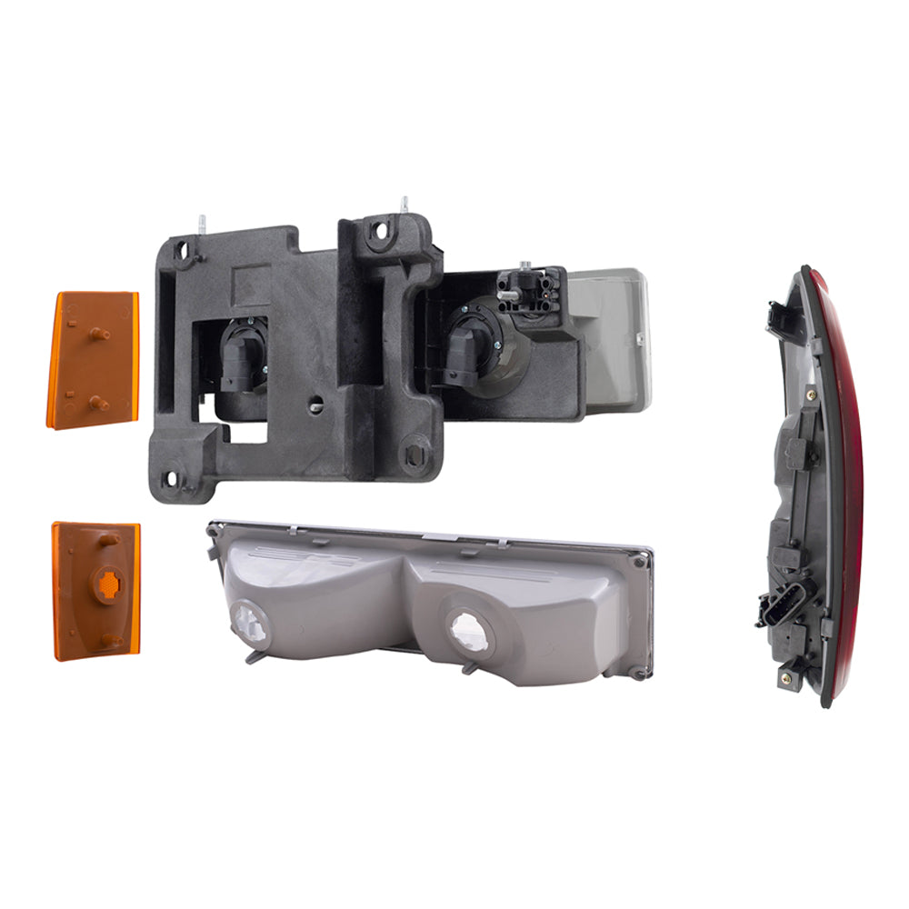 Headlights, Signal Marker Lights, Upper Side Marker Reflectors, Lower Side Marker Lights and Tail Lights 10 Piece Set Compatible with 1990-1993 C/K Trucks & 1992-1993 Suburban/Blazer