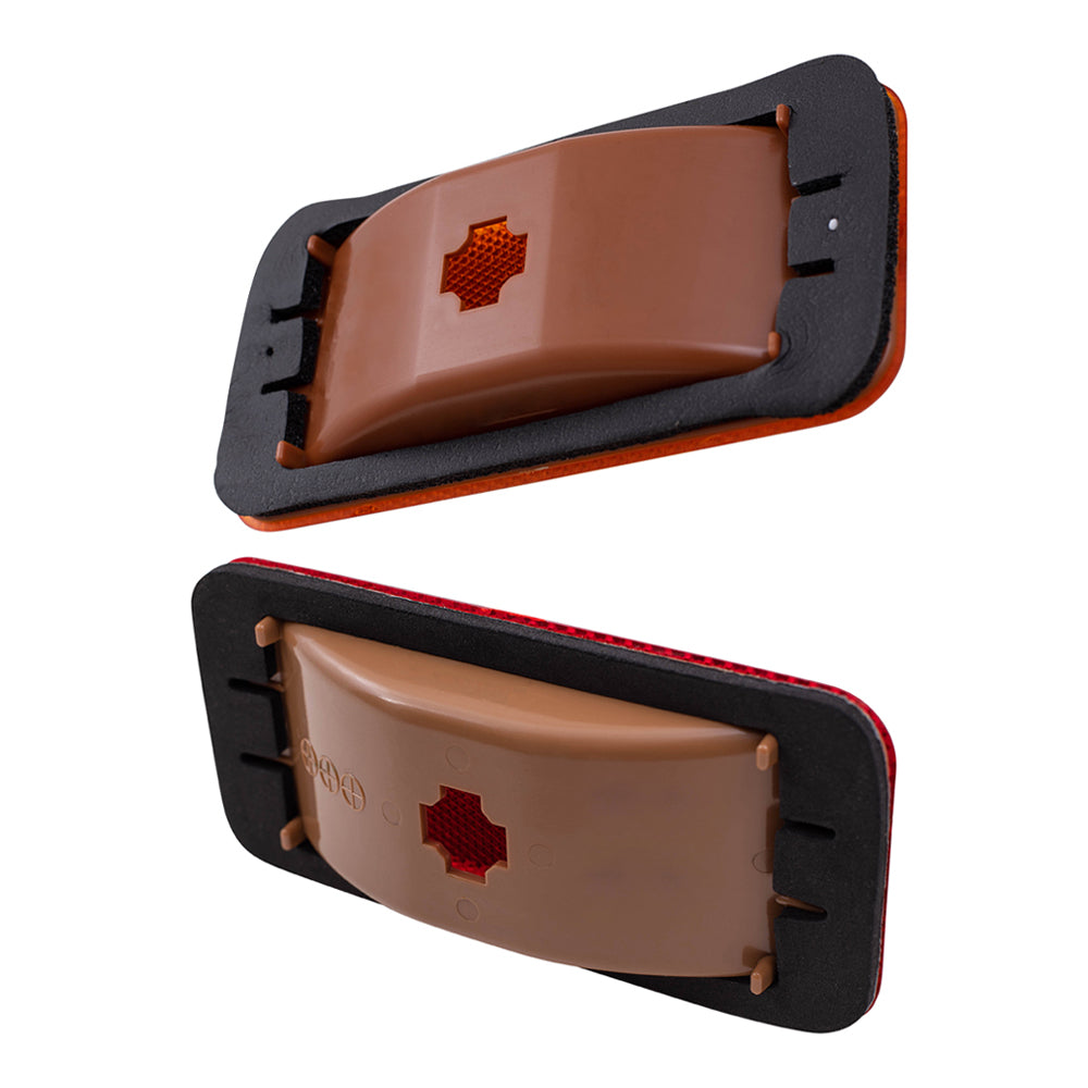 Brock Replacement Driver and Passenger Red/Amber Side Marker Light Units 4 Piece Set Compatible with 1985-1996 GM G-Series Van
