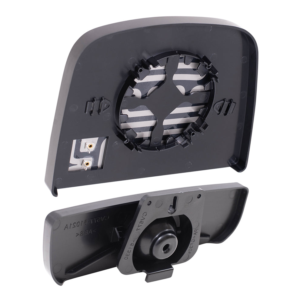 Brock Aftermarket Replacement Driver Left Upper and Lower Mirror Glass and Base With Heat Set Compatible With 2008-2022 Chevy Express