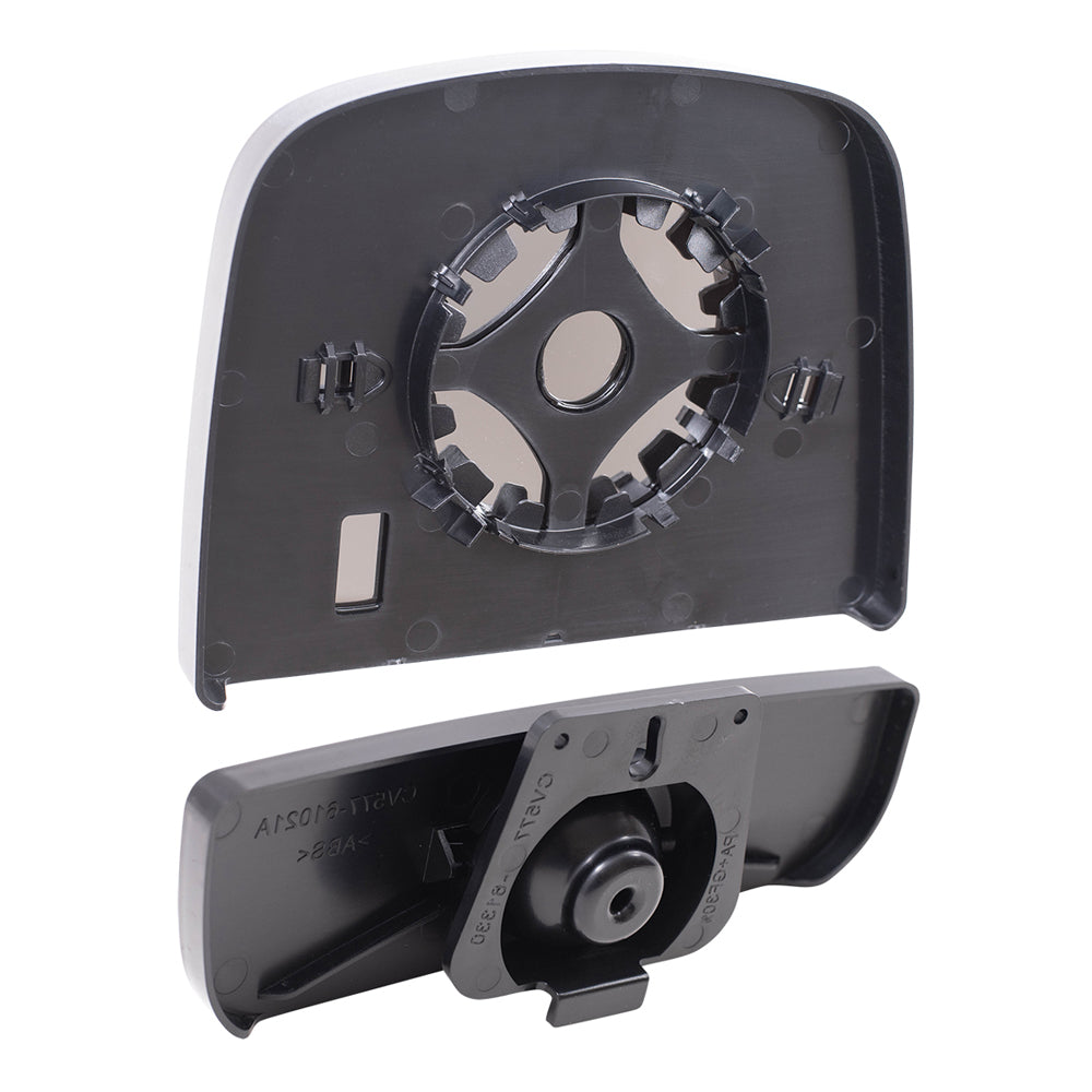 Brock Aftermarket Replacement Driver Left Upper and Lower Mirror Glass and Base Without Heat Set Compatible With 2008-2022 Chevy Express