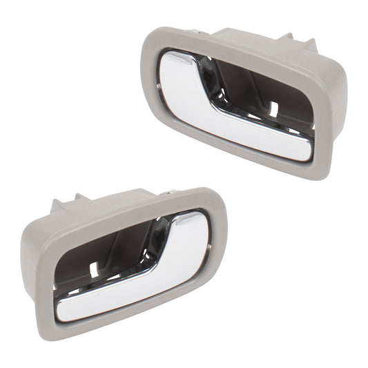 Brock Replacement Pair Set Inside Door Handle Front Chrome Levers w/ Gray Bezels Compatible with 05-10 Cobalt 07-09 G5 22722747 22722746 GM1352167 GM1353167