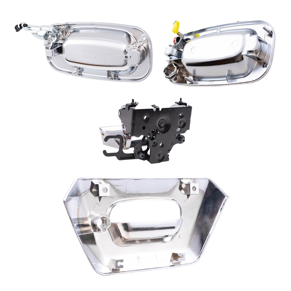 Brock Replacement Front and Rear Outside Door Handles, Tailgate Handle and Tailgate Handle Bezel 6 Piece Set Compatible with 2002-2006 Escalade EXT