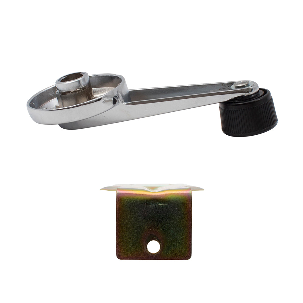 Brock Replacement Set Window Crank Chrome w/ Black Knob & Handle Removal Clip Tool Compatible with 1981-1994 C/K Pickup Truck Suburban Blazer 14026382