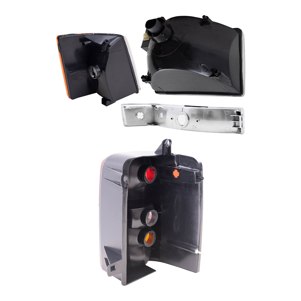 Brock Replacement Driver and Passenger Side Headlights, Side Marker Lights, Park Signal Marker Lights and Tail Lights 8 Piece Set Compatible with 1993-1996 Grand Cherokee