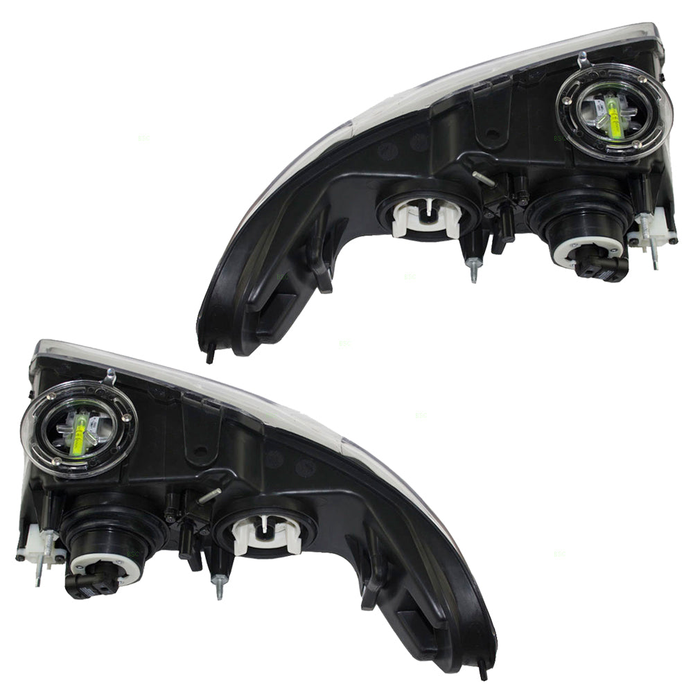 Brock Replacement Set Driver and Passenger Headlights Compatible with 1996-2000 Caravan Town & Country Voyager Van with Quad Lamps
