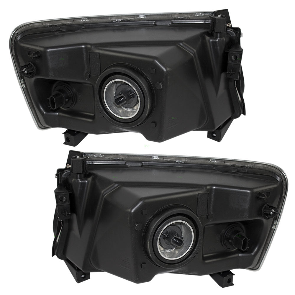Brock Aftermarket Replacement Driver Left Passenger Right Halogen Combination Headlight Assembly With Chrome Bezel Set Compatible With 2008-2010 Dodge Dakota