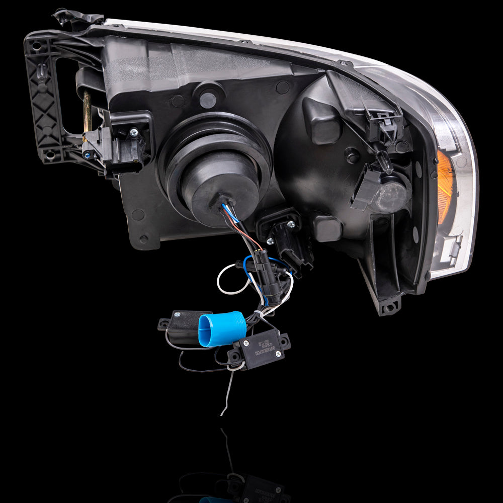 Brock Aftermarket Replacement Drive Left Passenger Right Halogen Combination Headlight Assembly Projector Type With Black Bezel LED DRL Performance Set Compatible With 2002-2005 Dodge Ram