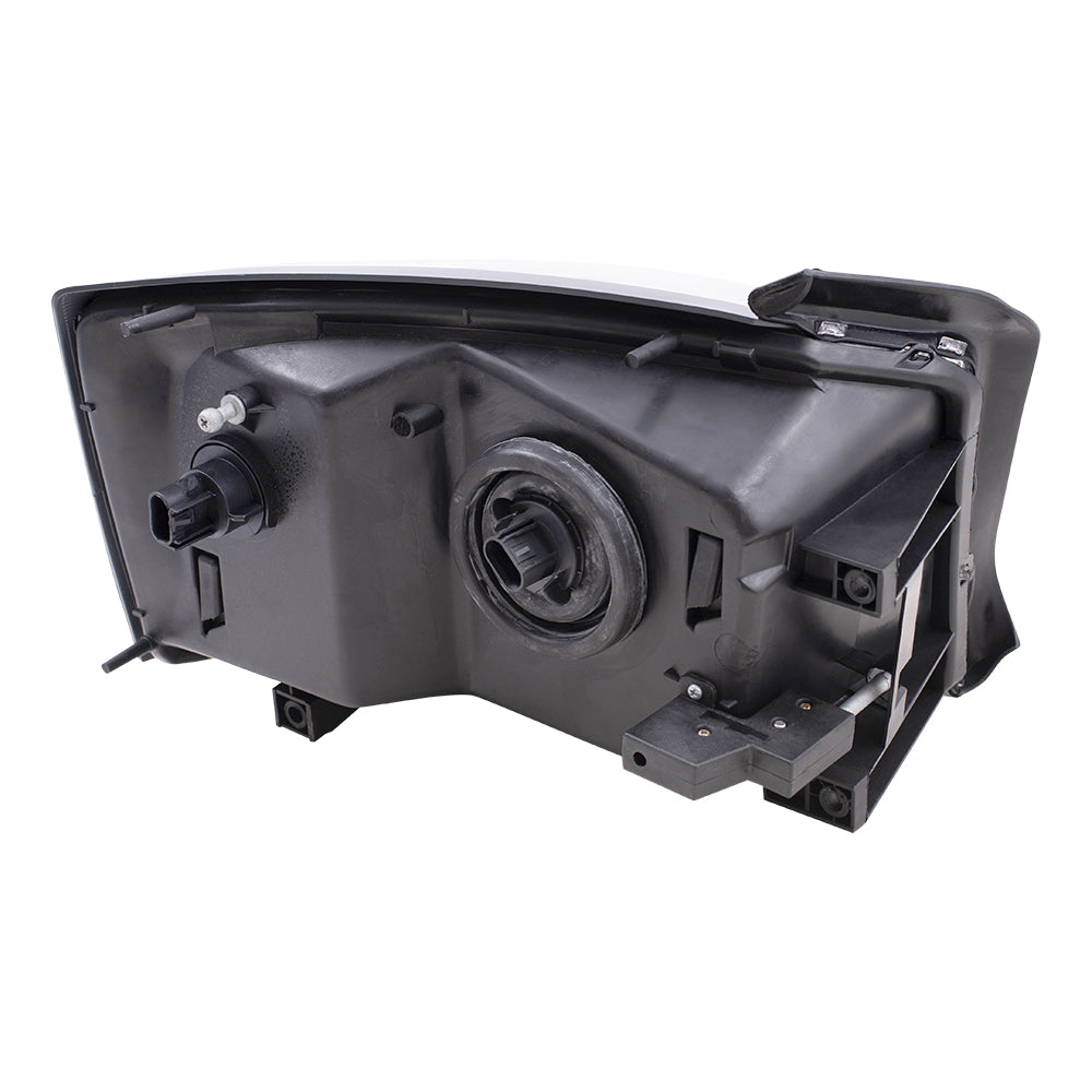 Brock Replacement Driver Headlight with Chrome Bezel Compatible with 2005 Dakota Pickup Truck with Outer Bulb Diffuser 55077607AB