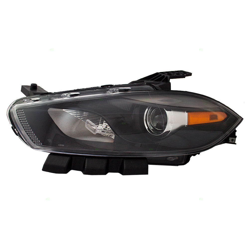 Brock Replacement Driver Halogen Headlight Lens with Black Trim Compatible with 2013-2014 Dart 68085141AH