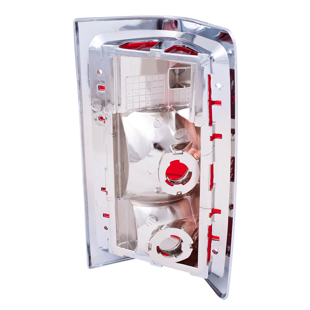 Brock Replacement Driver Tail Light Red Trim with Chrome Housing Compatible with 1981-1993 Pickup Truck charger 55054795