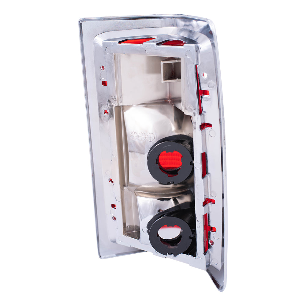 Brock Replacement Driver Taillight Chrome Trim and Housing Compatible with 1981-1993 Pickup charger 4163151