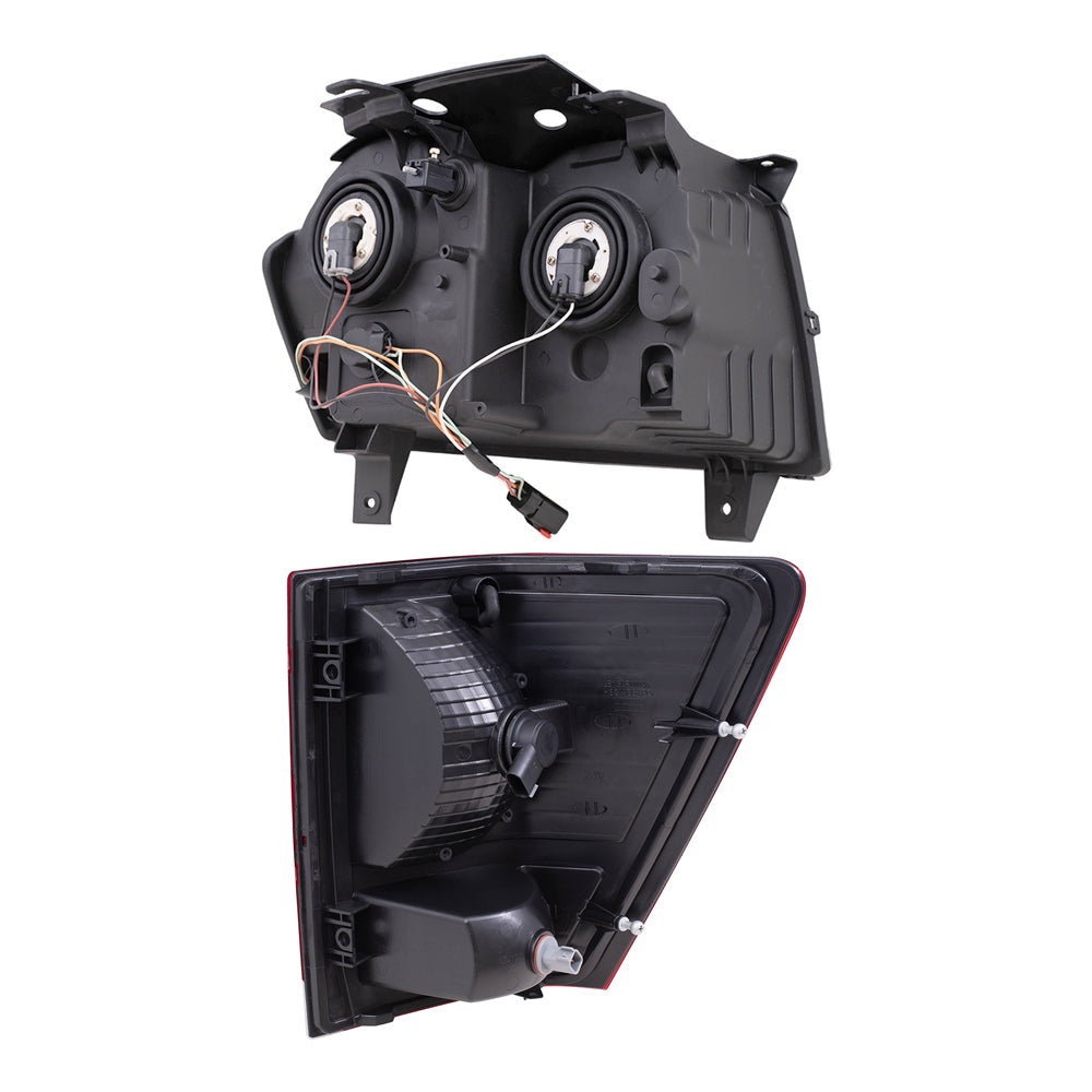 Brock Replacement Driver and Passenger Side Halogen Combination Headlight Assemblies and Tail Light Assemblies 4 Piece Set Compatible with 2007 Grand Cherokee