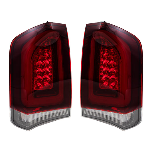 Brock Replacement Set Driver and Passenger Tail Lights with Black Trim Compatible with 2015-2019 300