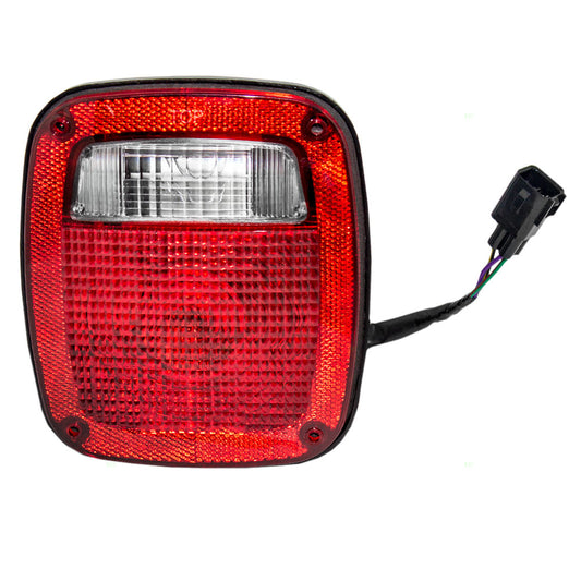 Brock Replacement Driver Tail Light Lens with Square Connector Compatible with 1998-2006 Wrangler 56018649AD