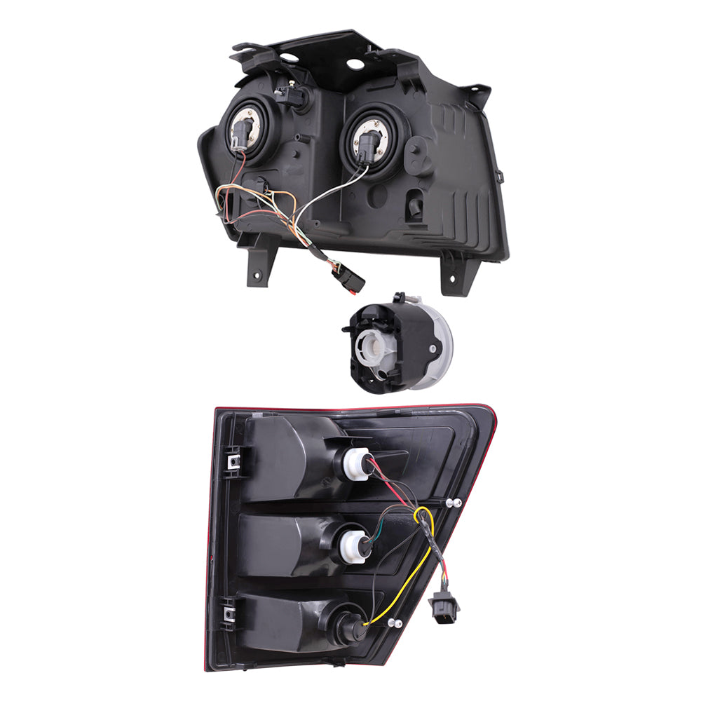 Brock Replacement Driver and Passenger Side Halogen Combination Headlights, Fog Lights and Tail Lights 6 Piece Set Compatible with 2005-2006 Jeep Grand Cherokee