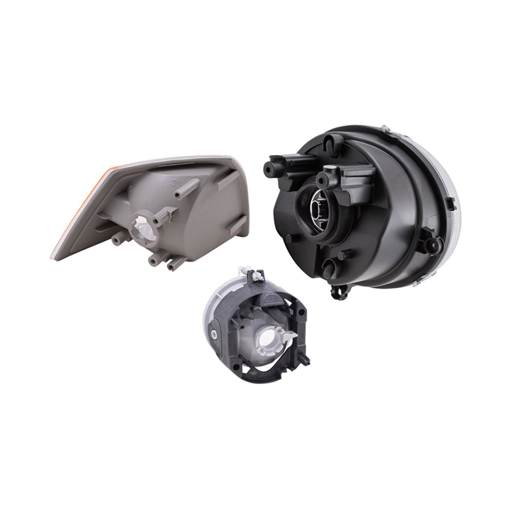 Brock Replacement Halogen Headlight Assemblies without Leveling, Park Signal Marker Lights and Fog Lights 6 Piece Set Compatible with 2010 Compass